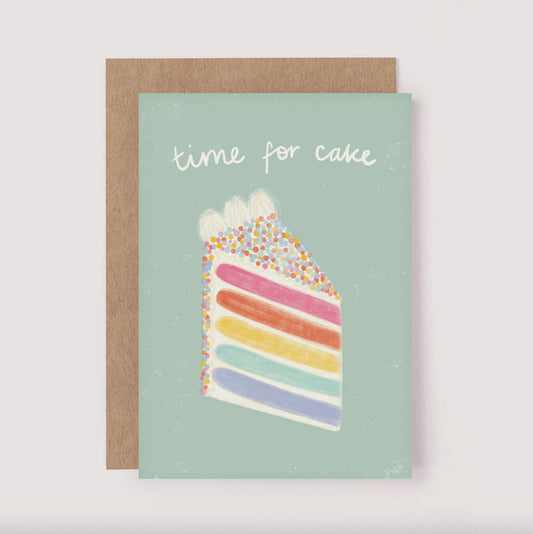 Time For Cake Birthday Card - Bday Greeting Card | Green