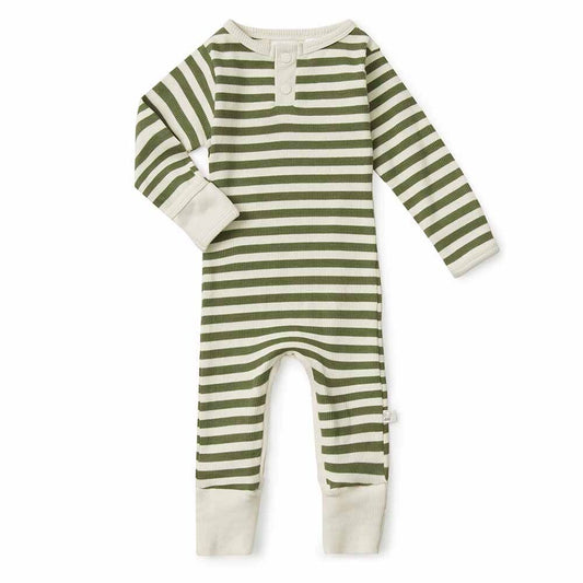 Olive Stripe Organic Growsuit