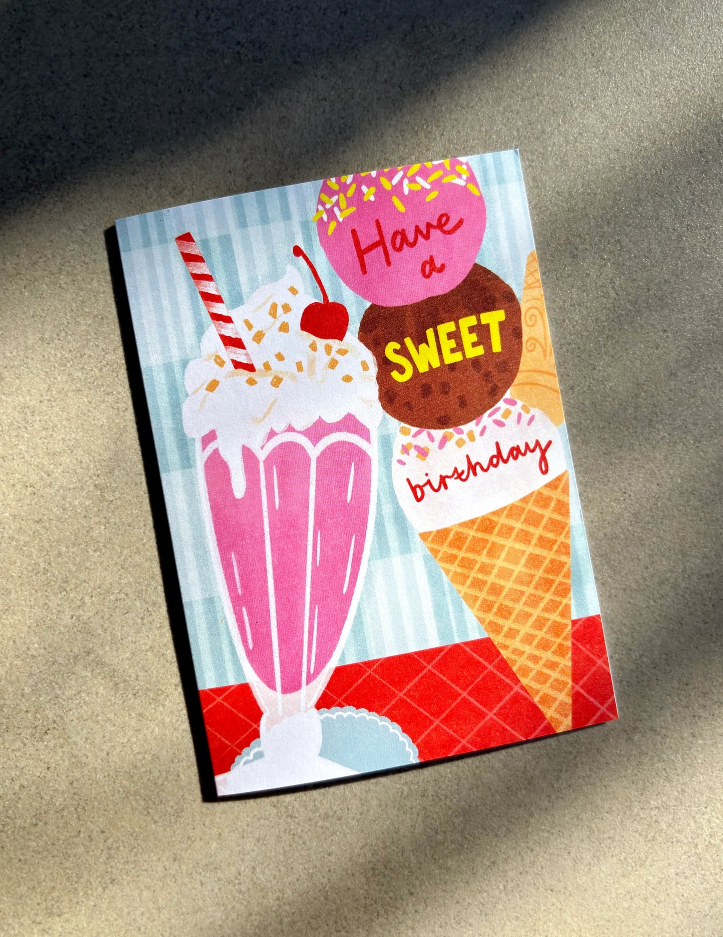 Sweet Birthday Card - Retro Diner Milkshake Ice Cream Bday