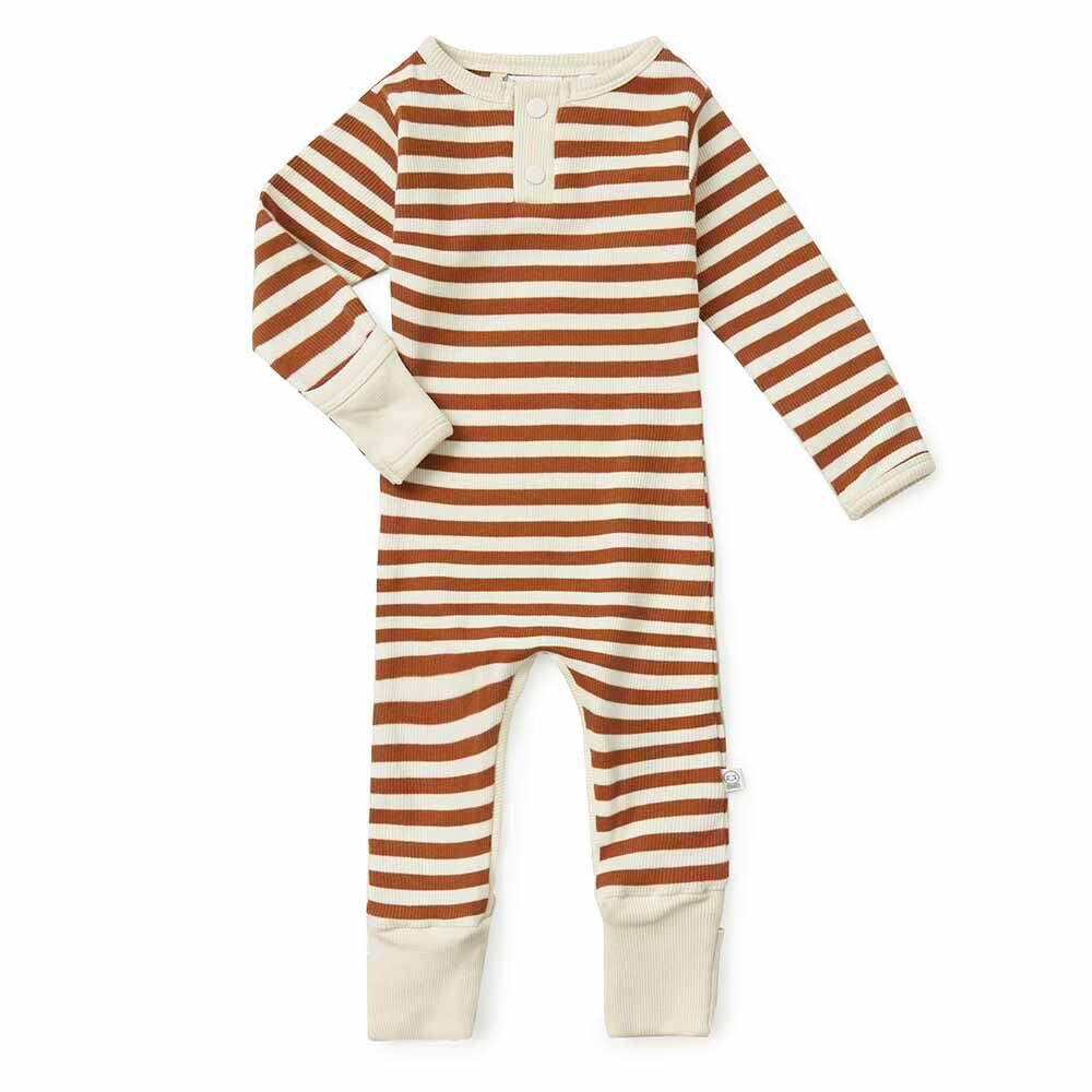 Biscuit Stripe Organic Growsuit