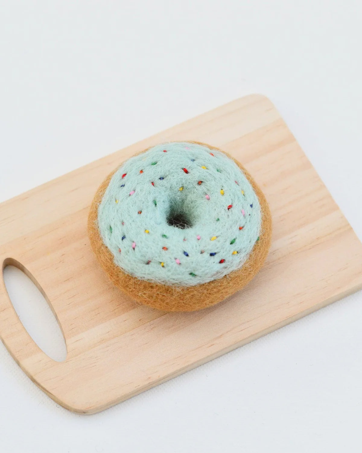 Felt Doughnut with Blue Vanilla Frosting and Rainbow Sprinkles