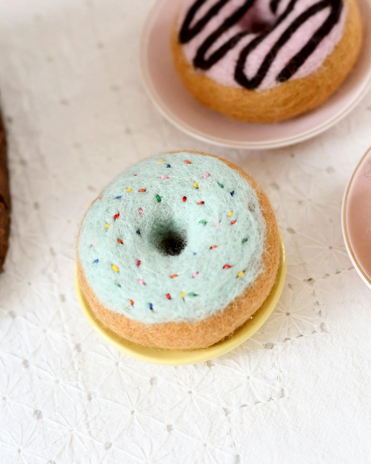 Felt Doughnut with Blue Vanilla Frosting and Rainbow Sprinkles