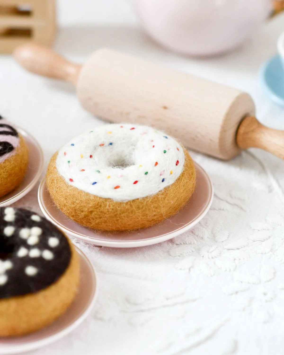 Felt Doughnut with Classic Glaze and Rainbow Sprinkles