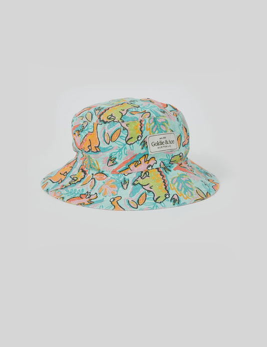 Goldie Dino Jungle Linen Bucket Hat