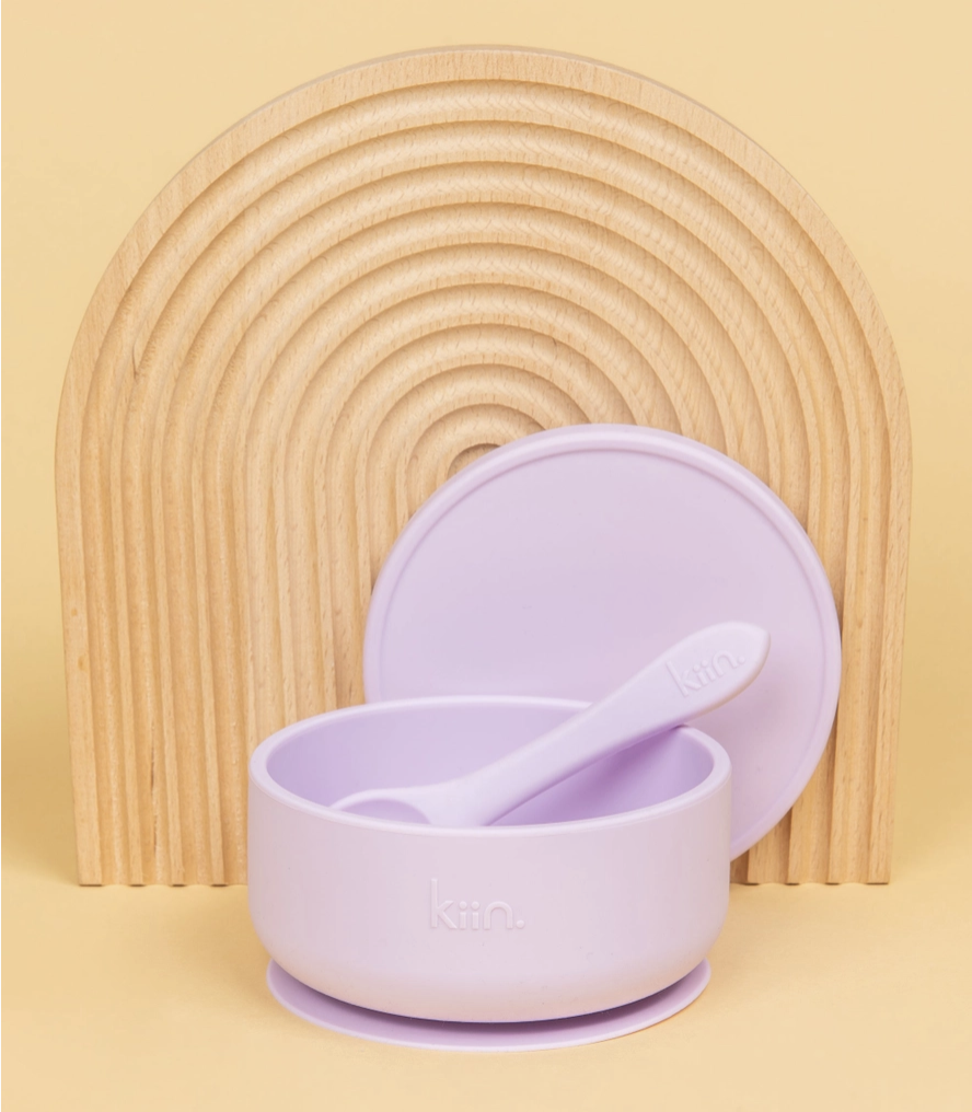 Silicone Suction Bowl with Lid + Spoon Set // Lilac