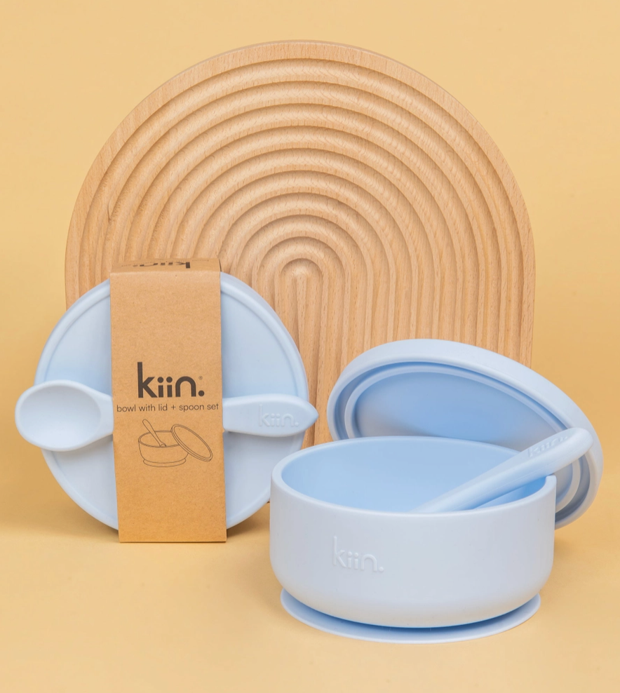 Silicone Suction Bowl with Lid + Spoon Set // Sky