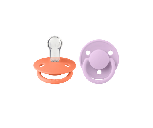 BIBS De Lux Silicone Pacifier Papaya/Violet Sky 2pk