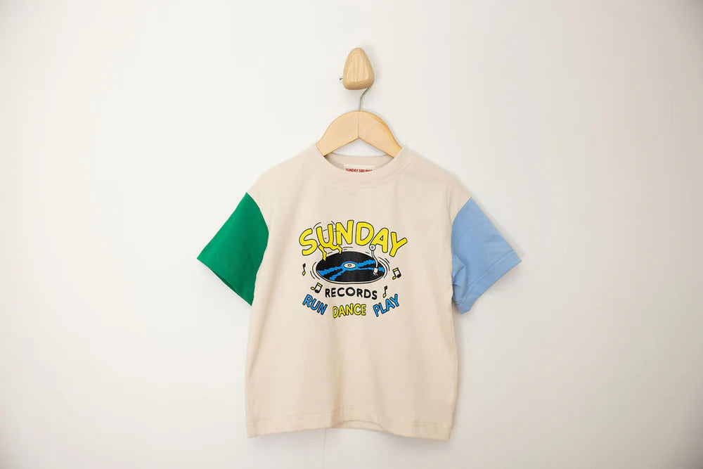 Sunday Records Tee - Blue + Green