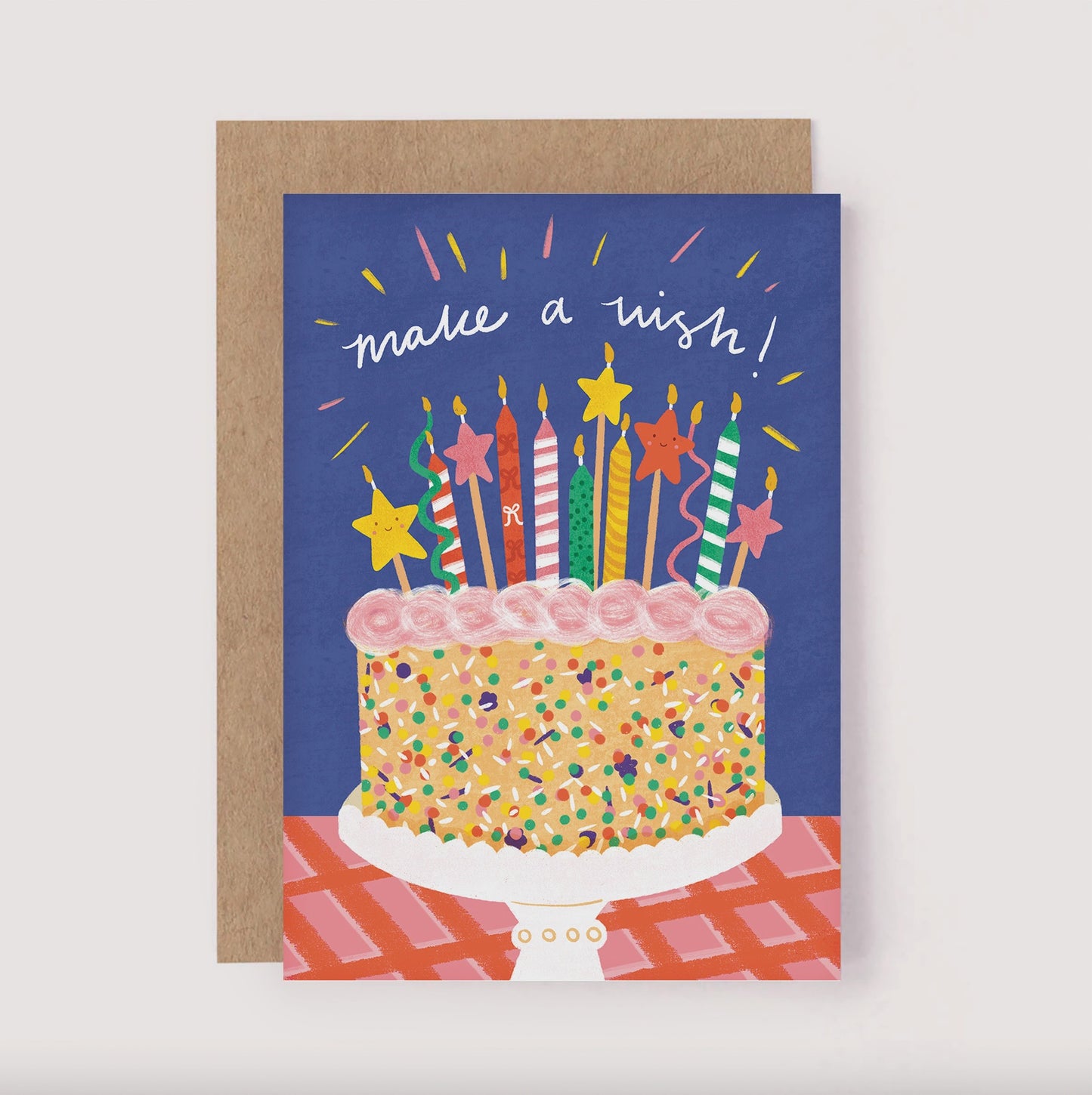 Make A Wish Birthday Card - Cake Sprinkles Fun Kids Bday