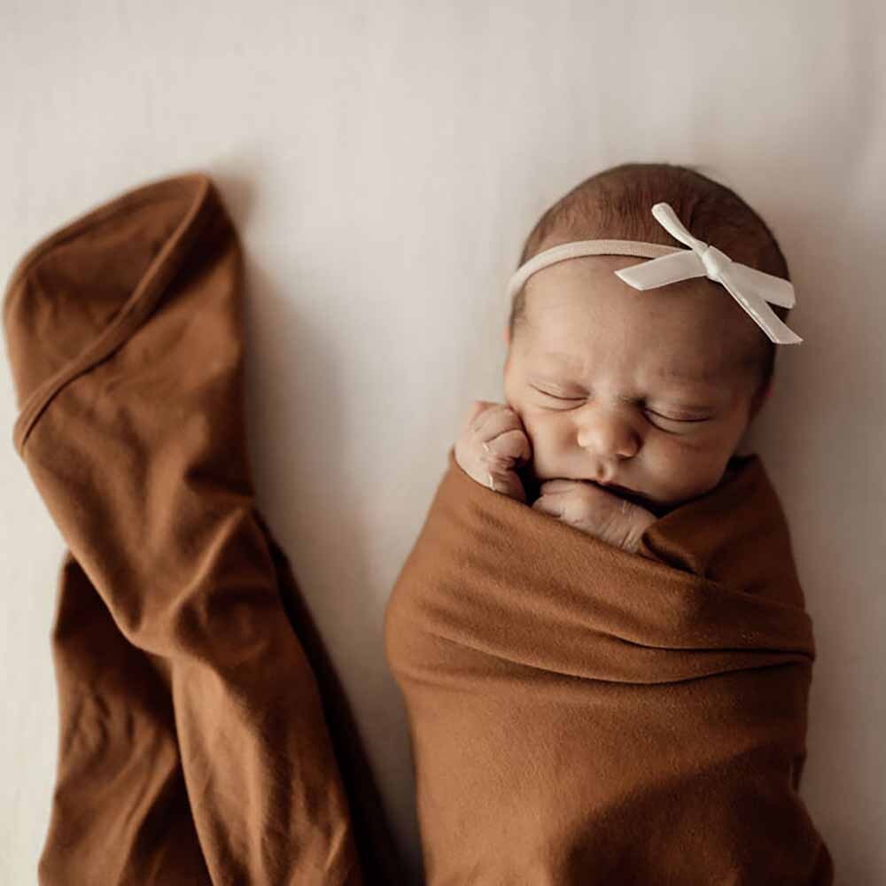 Bronze Baby Jersey Wrap & Beanie Set