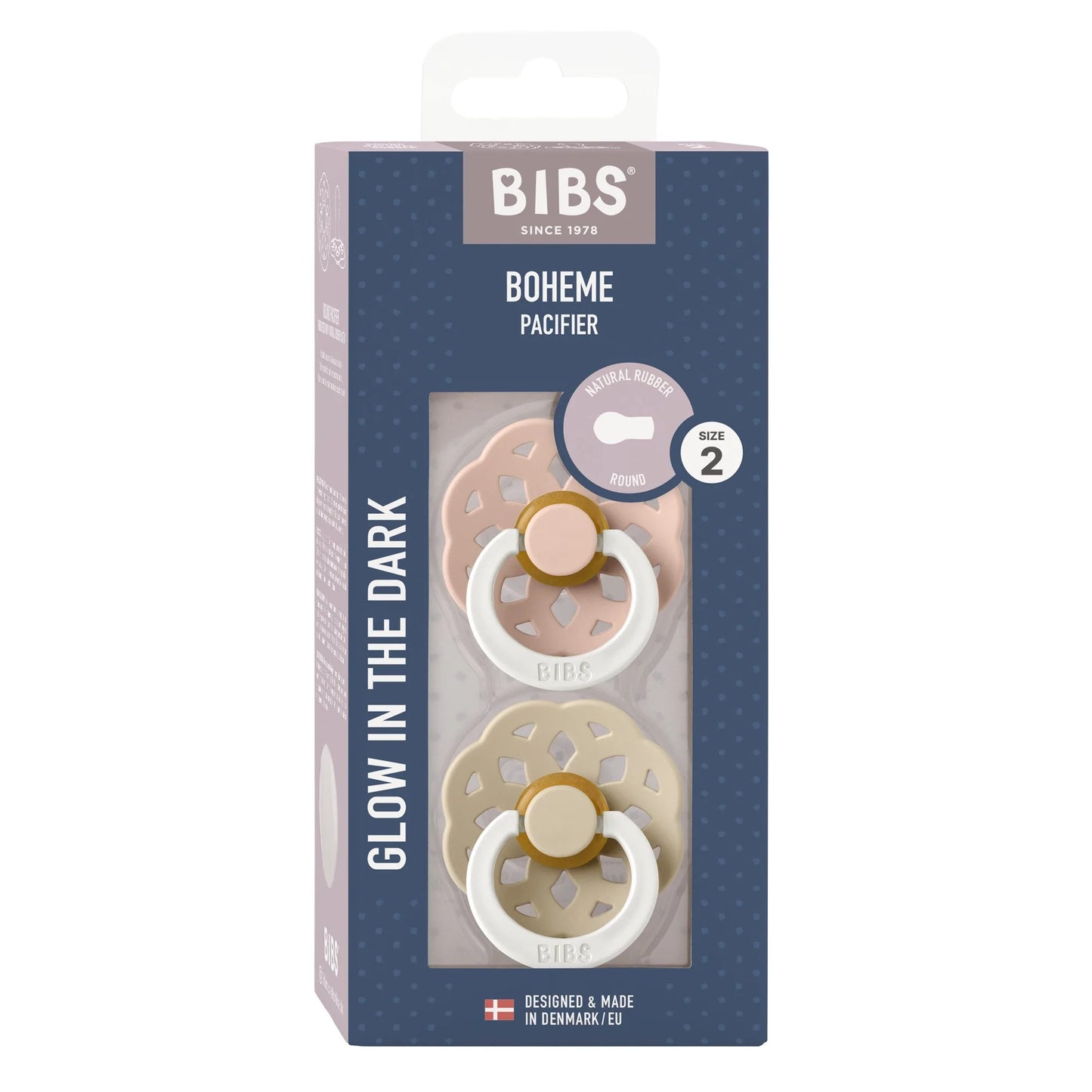 BIBS - Round GLOW Blush/Vanilla 2pk