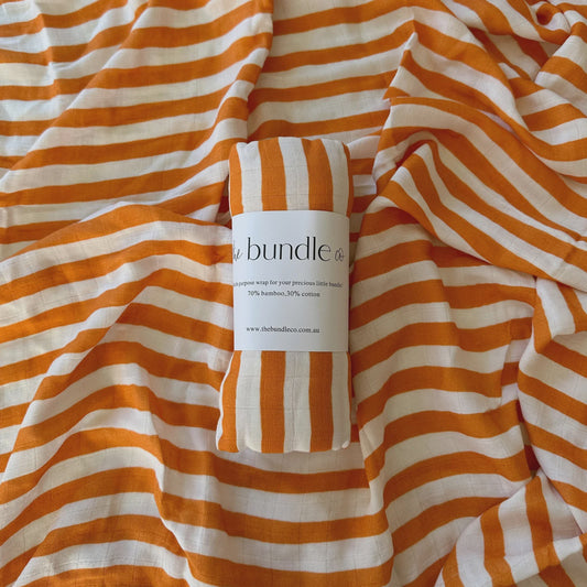 Ochre Stripe Bamboo + Cotton Swaddle