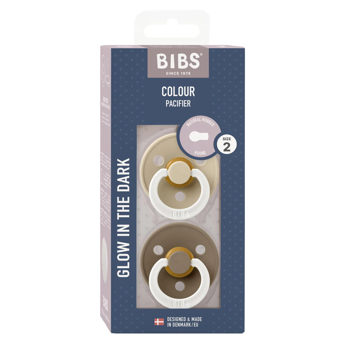 BIBS Round GLOW Vanilla/Dark Oak 2pk