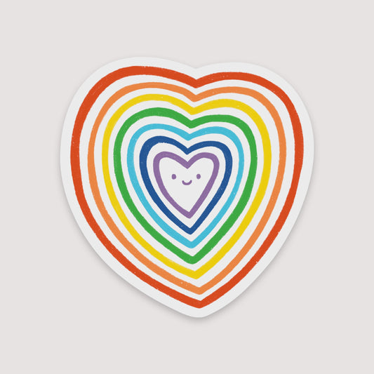 Rainbow Heart Sticker - Cute Waterproof Matte Vinyl Pride