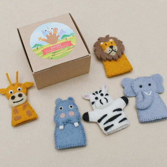 Safari Animals, Finger Puppet Set