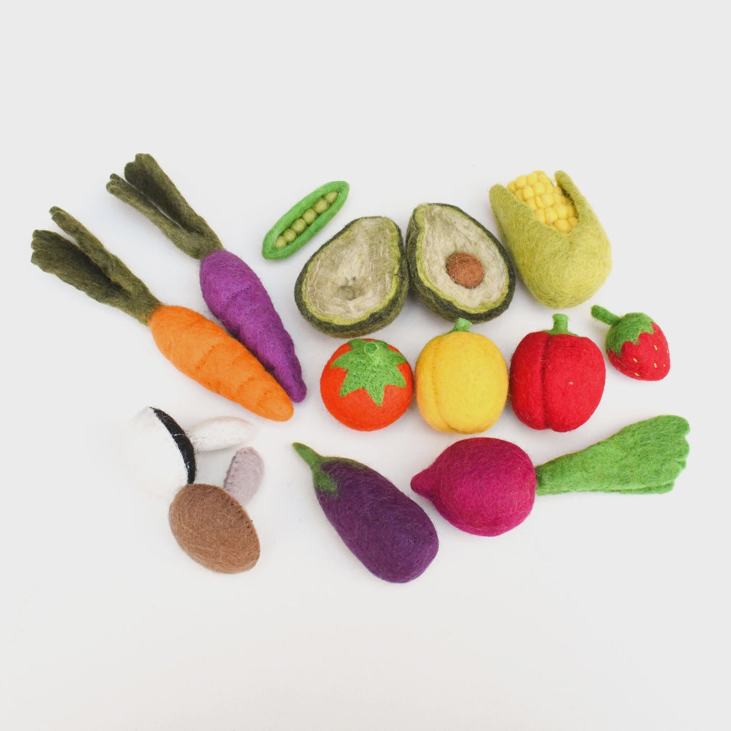 Felt Vegetables and Fruits - 14pcs