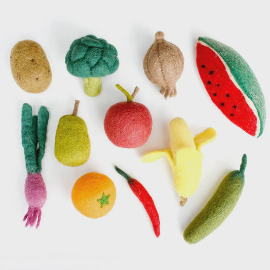 Felt Vegetables and Fruits  - 11pcs